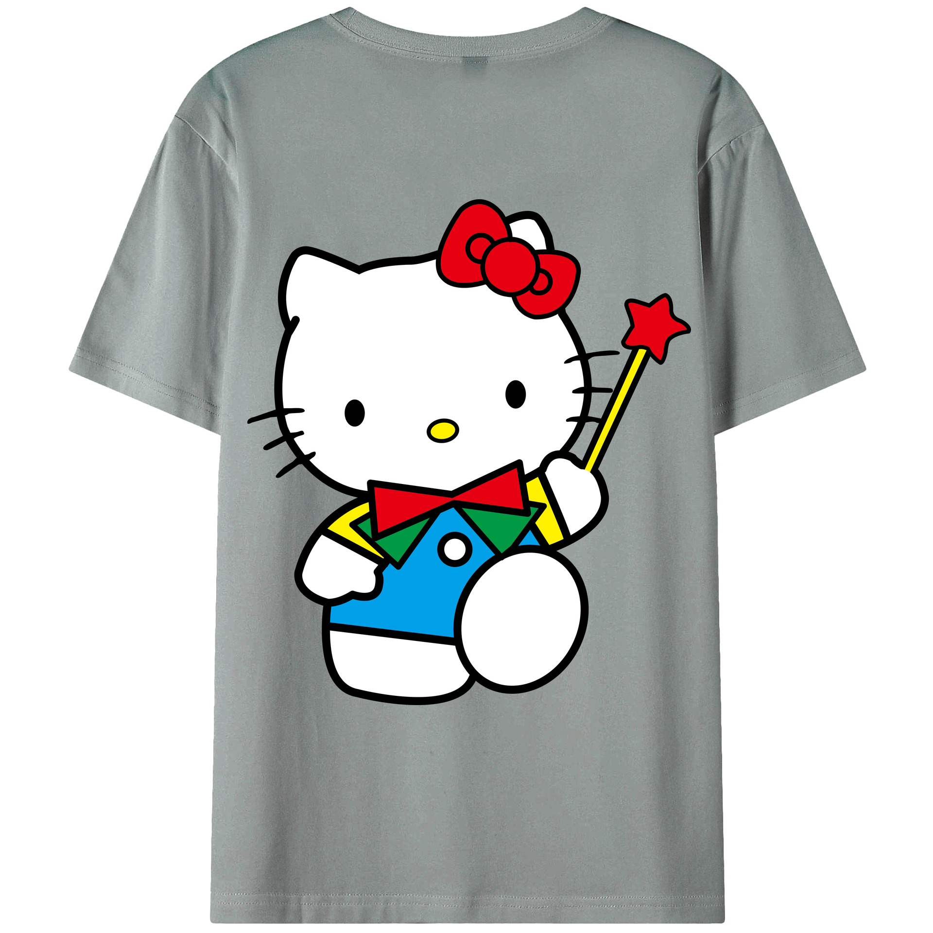 （画像用） Hello Kitty ハローキティ 綿100％ メンズ半袖Tシャツ（バックプリント） 通気性